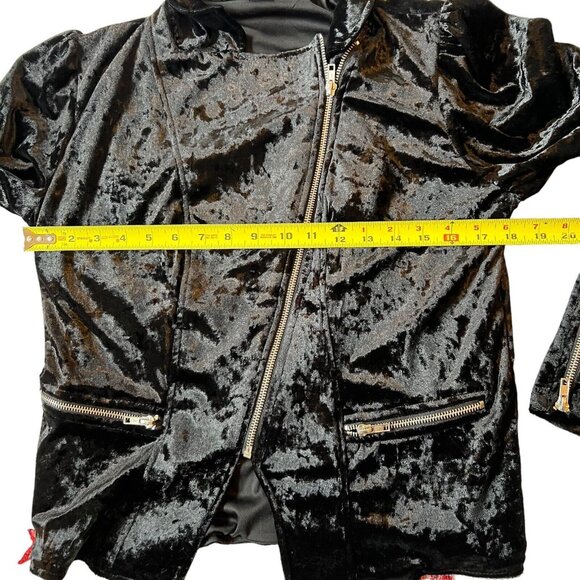 Disney Coco Junior Teen XL Moto Jacket Black Velvet Velour Rose Embroidered - Picture 12 of 13